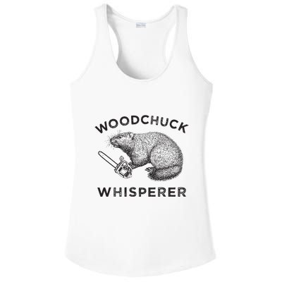 Woodchuck Funny Groundhog With Chainsaw Ladies PosiCharge Competitor Racerback Tank