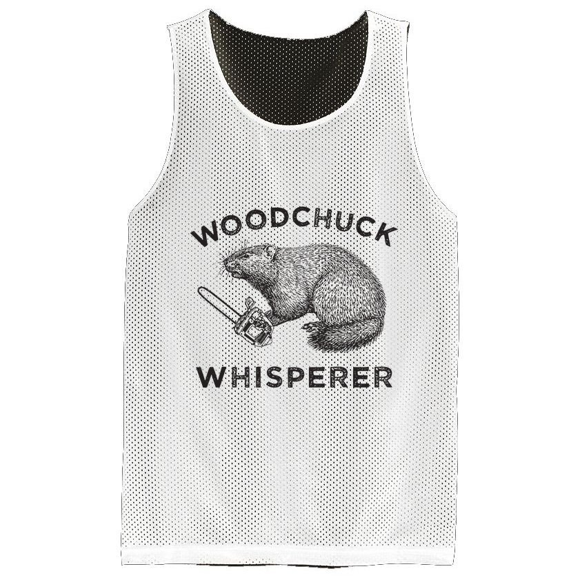 Woodchuck Funny Groundhog With Chainsaw Mesh Reversible Basketball Jersey Tank