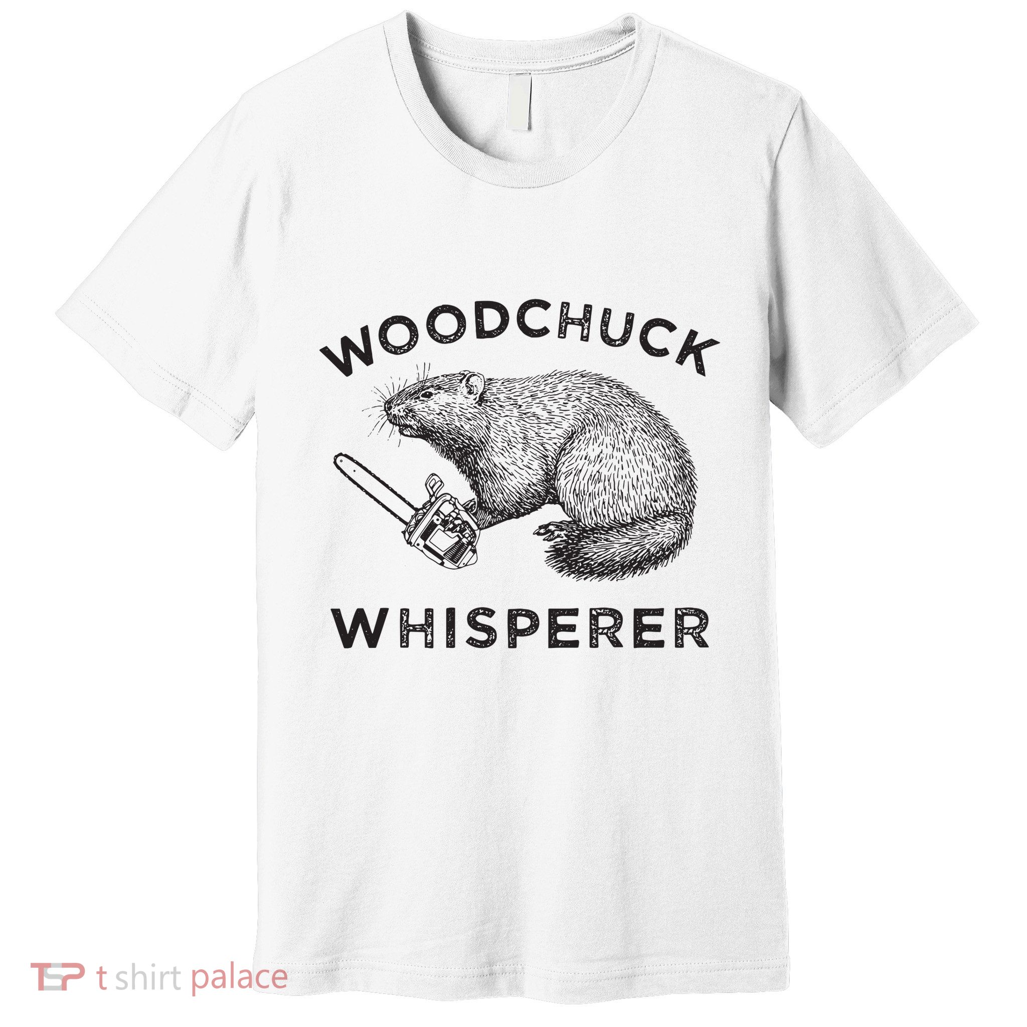 Woodchuck Funny Groundhog With Chainsaw Premium T-Shirt