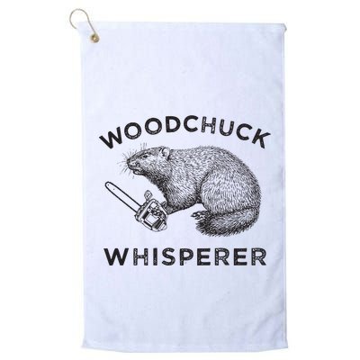 Woodchuck Funny Groundhog With Chainsaw Golf Towel