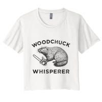 Woodchuck Funny Groundhog With Chainsaw Women's Crop Top Tee