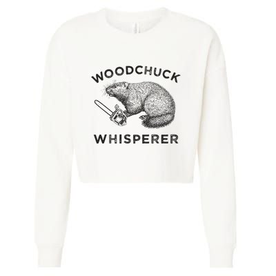 Woodchuck Funny Groundhog With Chainsaw Cropped Pullover Crew