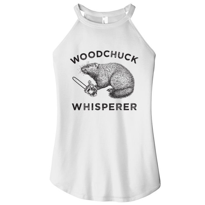 Woodchuck Funny Groundhog With Chainsaw Women's Perfect Tri Rocker Tank