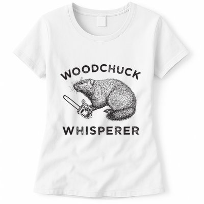 Woodchuck Funny Groundhog With Chainsaw Womens T-Shirt