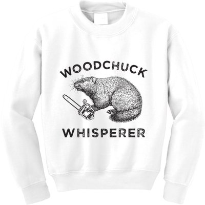 Woodchuck Funny Groundhog With Chainsaw Kids Sweatshirt