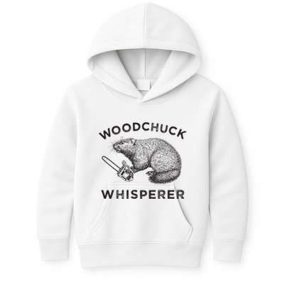 Woodchuck Funny Groundhog With Chainsaw Kids Hoodie
