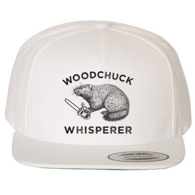 Woodchuck Funny Groundhog With Chainsaw Wool Snapback Cap