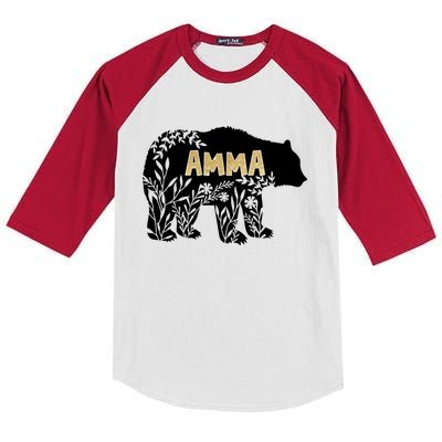 Wo Funny Gift For Grandmother Funny Gift Amma Bear Gift Kids Colorblock Raglan Jersey