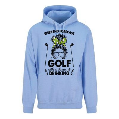 Weekend forecast golf with a chance of drinking Unisex Surf Hoodie