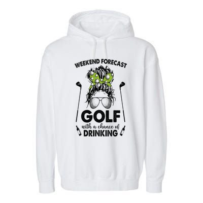 Weekend forecast golf with a chance of drinking Garment-Dyed Fleece Hoodie