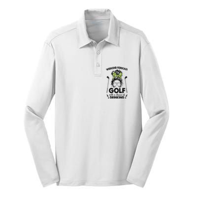 Weekend forecast golf with a chance of drinking Silk Touch Performance Long Sleeve Polo