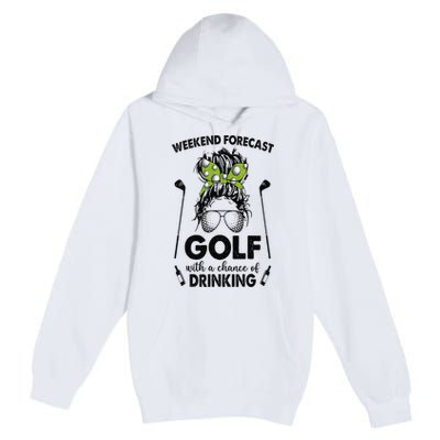 Weekend forecast golf with a chance of drinking Premium Pullover Hoodie