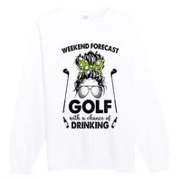 Weekend forecast golf with a chance of drinking Premium Crewneck Sweatshirt