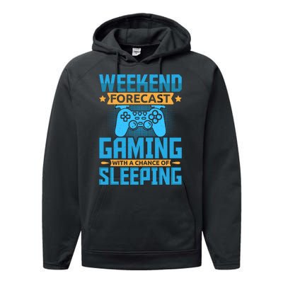 Weekend Forecast Gaming With A Chance Of Sleeping Performance Fleece Hoodie