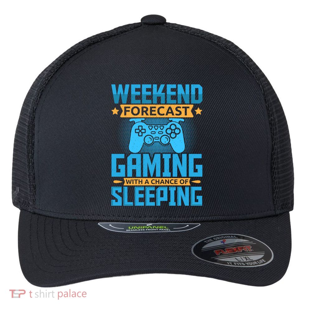 Weekend Forecast Gaming With A Chance Of Sleeping Flexfit Unipanel Trucker Cap