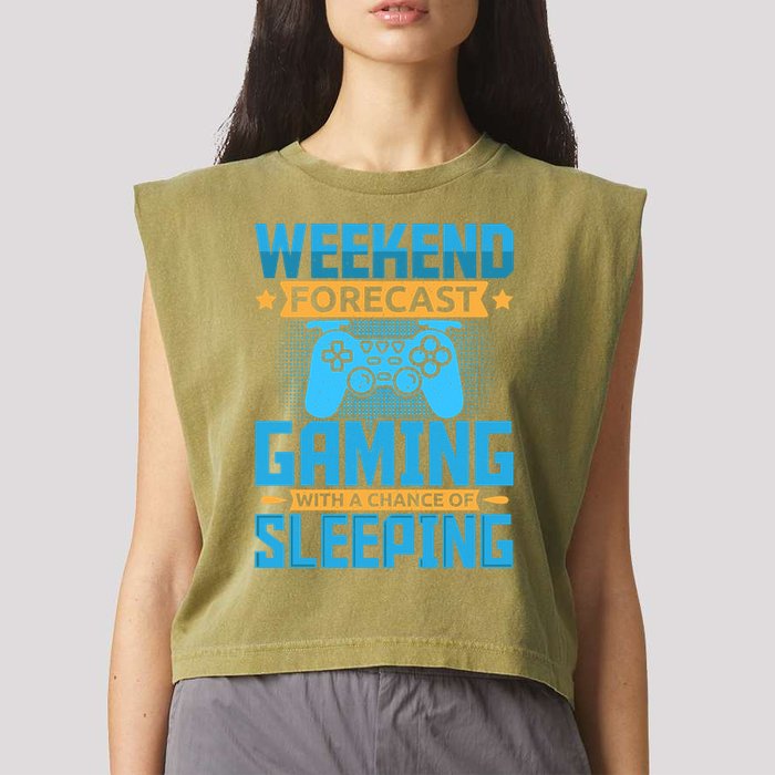 Weekend Forecast Gaming With A Chance Of Sleeping Garment-Dyed Women's Muscle Tee