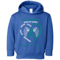 Wings Funny Gift My Hero Is Now My Angel Ovarian Cancer Awareness Gift Toddler Hoodie