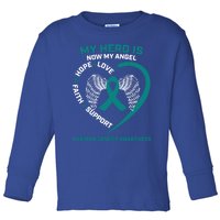 Wings Funny Gift My Hero Is Now My Angel Ovarian Cancer Awareness Gift Toddler Long Sleeve Shirt