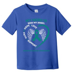 Wings Funny Gift My Hero Is Now My Angel Ovarian Cancer Awareness Gift Toddler T-Shirt