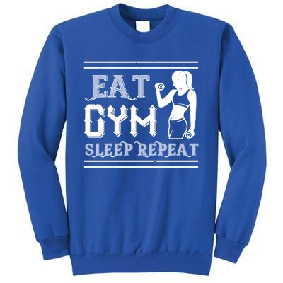 Workout Funny Gift Eat Gym Sleep Repeat Gift Sweatshirt