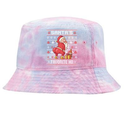 WSanta's Favorite Ho Gift Twerking Santa Offensive Ugly Sweater Gift Tie-Dyed Bucket Hat