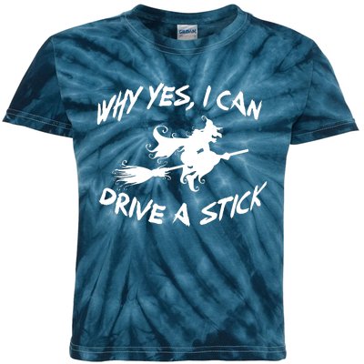 Womens Funny Halloween Shirt Why Yes I Can Drive A Stick VNeck Kids Tie-Dye T-Shirt