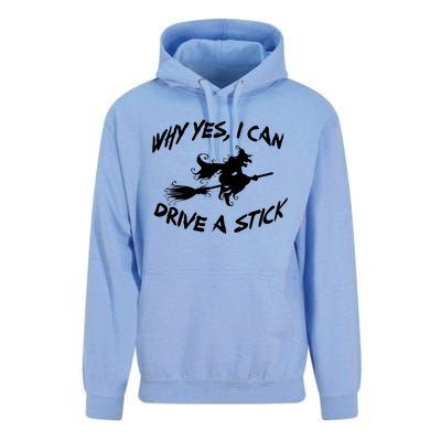 Womens Funny Halloween Shirt Why Yes I Can Drive A Stick VNeck Unisex Surf Hoodie