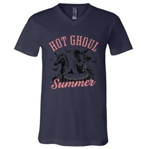 Women Funny Halloween Hot Ghoul Summer Summerween V-Neck T-Shirt