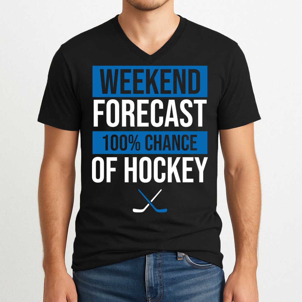 Weekend Forecast Hockey V-Neck T-Shirt
