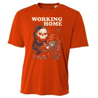 Working From Home Office Grim Reaper Skull Cute Halloween Cooling Performance Crew T-Shirt