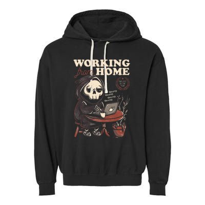 Working From Home Office Grim Reaper Skull Cute Halloween Garment-Dyed Fleece Hoodie