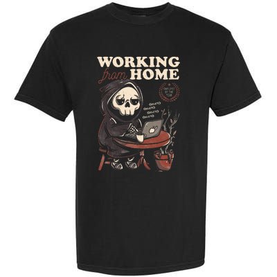 Working From Home Office Grim Reaper Skull Cute Halloween Garment-Dyed Heavyweight T-Shirt