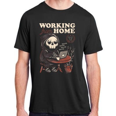 Working From Home Office Grim Reaper Skull Cute Halloween Adult ChromaSoft Performance T-Shirt