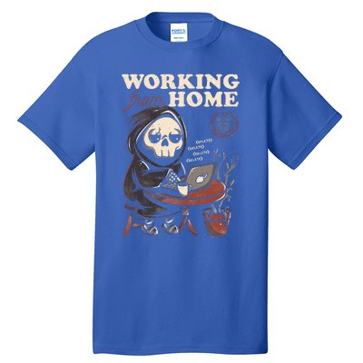 Working From Home Office Grim Reaper Skull Cute Halloween Tall T-Shirt