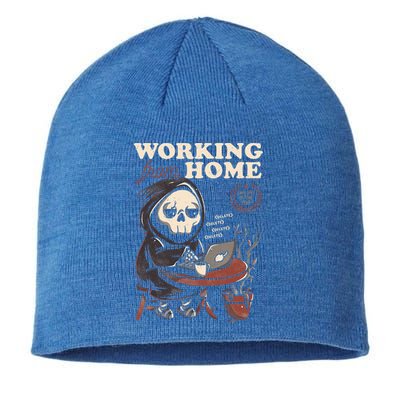 Working From Home Office Grim Reaper Skull Cute Halloween Sustainable Beanie