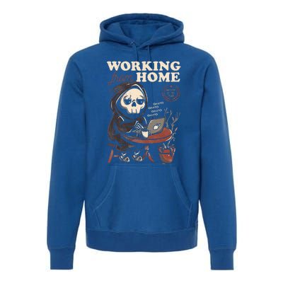 Working From Home Office Grim Reaper Skull Cute Halloween Premium Hoodie