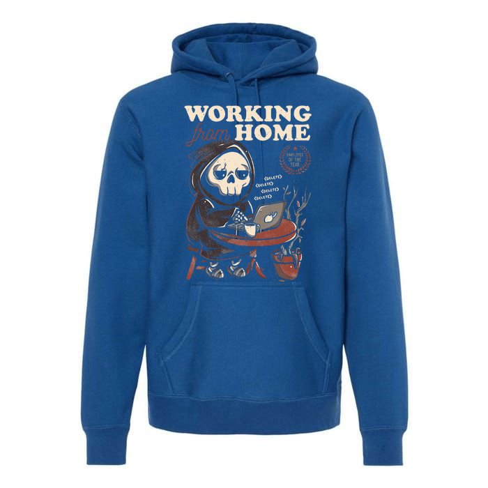 Working From Home Office Grim Reaper Skull Cute Halloween Premium Hoodie