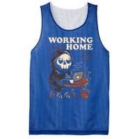 Working From Home Office Grim Reaper Skull Cute Halloween Mesh Reversible Basketball Jersey Tank