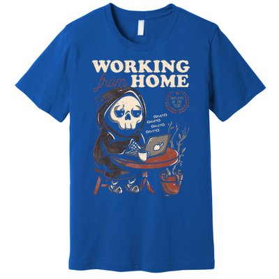 Working From Home Office Grim Reaper Skull Cute Halloween Premium T-Shirt