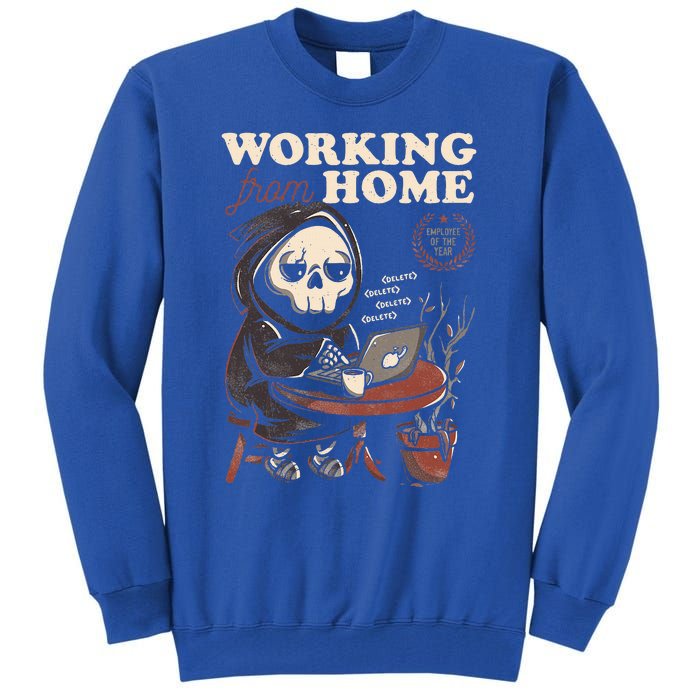 Working From Home Office Grim Reaper Skull Cute Halloween Tall Sweatshirt