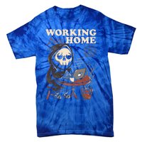 Working From Home Office Grim Reaper Skull Cute Halloween Tie-Dye T-Shirt