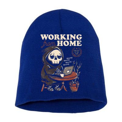 Working From Home Office Grim Reaper Skull Cute Halloween Short Acrylic Beanie