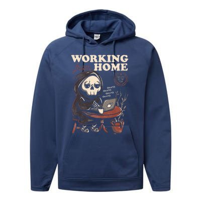 Working From Home Office Grim Reaper Skull Cute Halloween Performance Fleece Hoodie