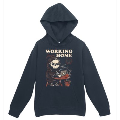 Working From Home Office Grim Reaper Skull Cute Halloween Urban Pullover Hoodie