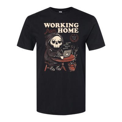 Working From Home Office Grim Reaper Skull Cute Halloween Softstyle CVC T-Shirt