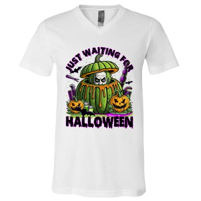 Waiting For Halloween Like Beetle Juice Horror Movie V-Neck T-Shirt