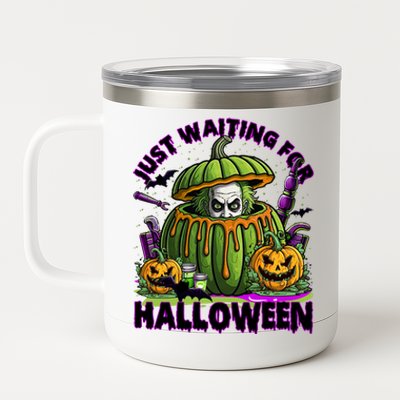 Waiting For Halloween Like Beetle Juice Horror Movie 12 oz Stainless Steel Tumbler Cup