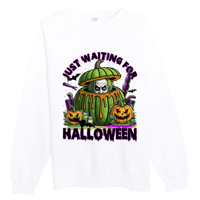 Waiting For Halloween Like Beetle Juice Horror Movie Premium Crewneck Sweatshirt