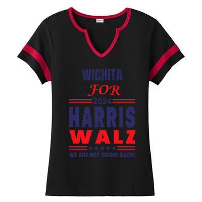 Wichita For Harris Walz We Are Not Going Back Ladies Halftime Notch Neck Tee