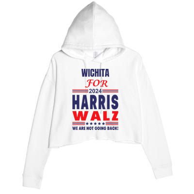 Wichita For Harris Walz We Are Not Going Back Crop Fleece Hoodie